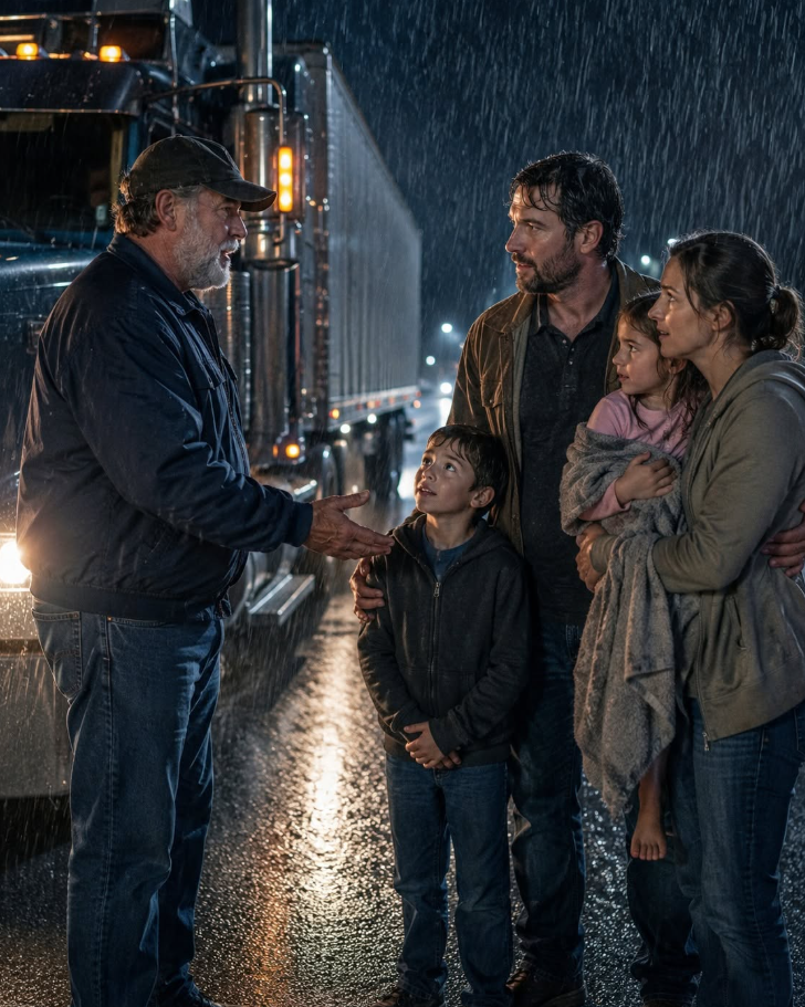 29.A Truck Driver Saw a Family Walking in the Rain — One Decision Changed Their Lives