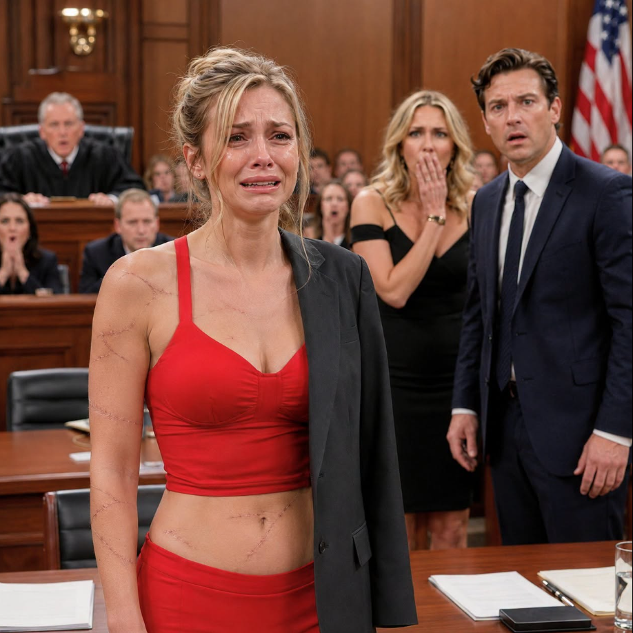 In the divorce courtroom, my husband stood next to his mistress and smiled with cruel satisfaction. “The company, the house, the cars—they belong to me now. You’ll be starving on the street.” I stayed silent. Slowly, I slipped off my coat, exposing the long scars marked across my body. The entire courtroom went still.