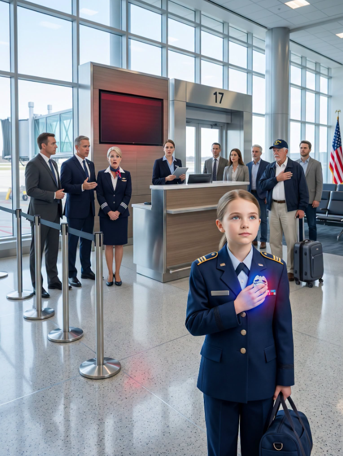 At Gate 17, a flight attendant looked at an eleven-year-old girl in a military honor uniform and said, “You don’t belong here.