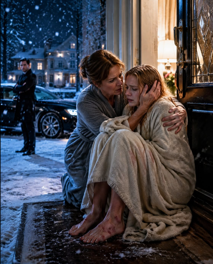 I opened the door at 4 a.m. and found my daughter barefoot in the snow, shivering so much she could barely speak. “Mommy,” she whispered, “my husband locked me out…and