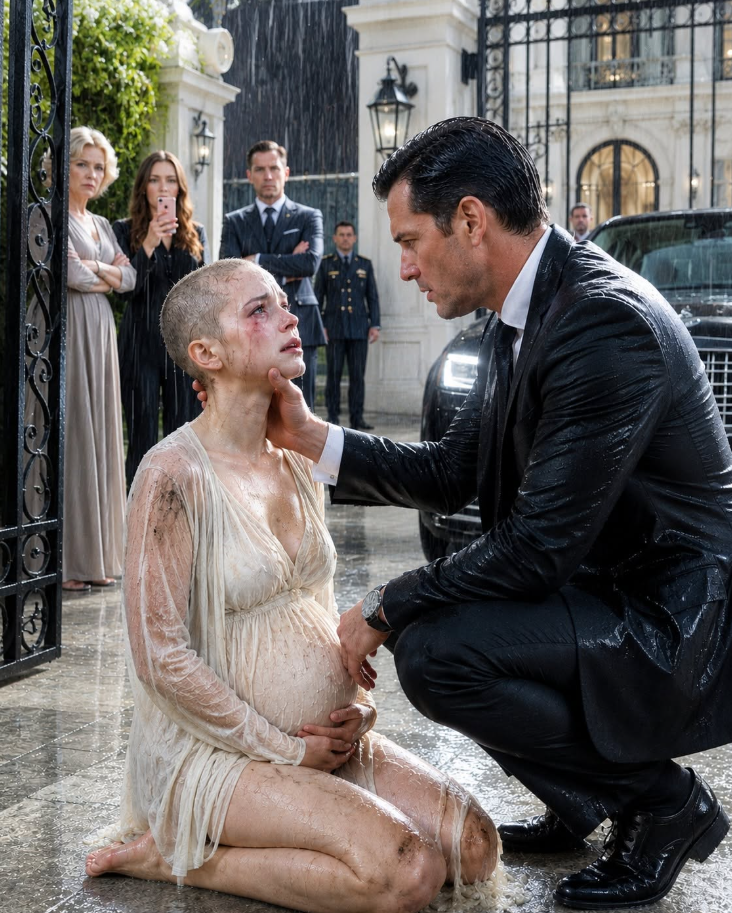 By the time my husband reached the gates, I was eight months pregnant, barefoot in freezing rain, and nearly bald because his mother had ordered my hair hacked off inside the mansion. Every person under that roof had watched in silence, but none of them knew what Roman Kane would do when he saw me.