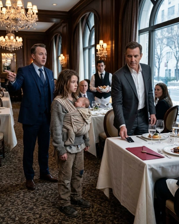 The restaurant manager pointed at eleven-year-old Emma, the hungry baby tied to her chest, and ordered security to remove them for asking for leftovers.