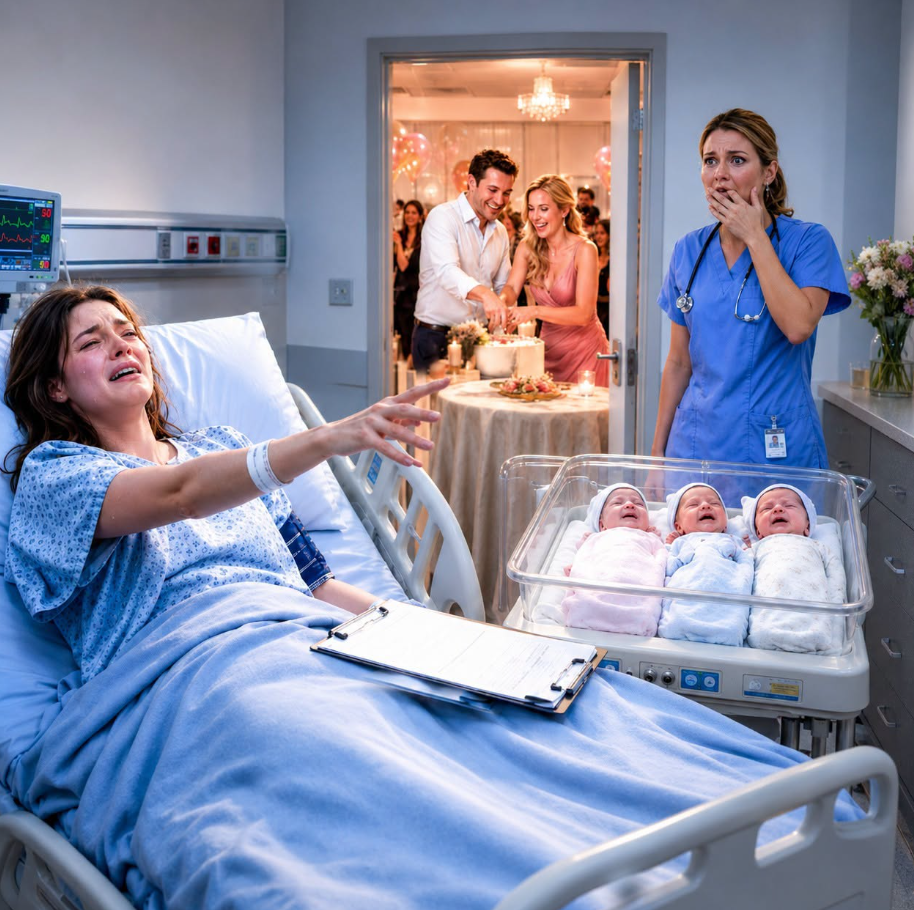 Blding wife signs her c-section to save triplets while cruel husband turns off phone to cut cake with his first love. returning, he freezes hearing a nurse: "she left 4 days ago, isn't she home?"