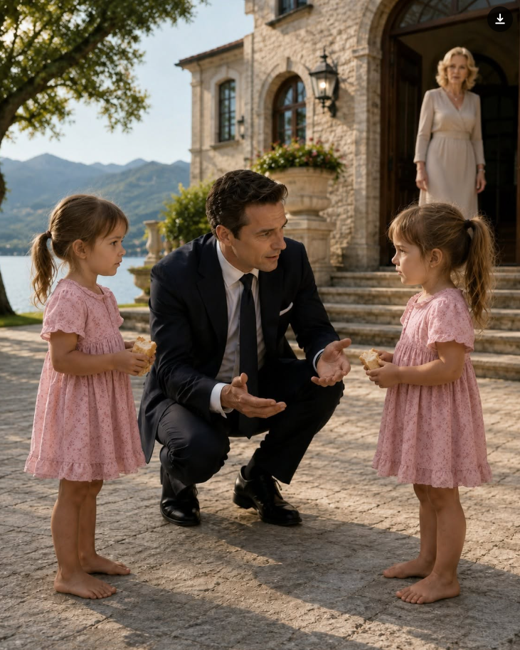 "The millionaire returned to his late wife's house and found two barefoot twin girls: the bread roll they were carrying concealed his own family's betrayal.