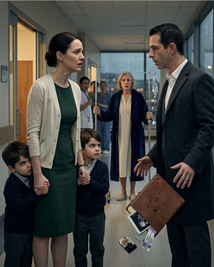Five years after Logan Mercer divorced Claire because a fertility report said she could never give him children, the billionaire walked into St. Catherine’s Hospital in Seattle to visit his mother and found Claire in the corridor holding hands with twin boys who had his exact face.
