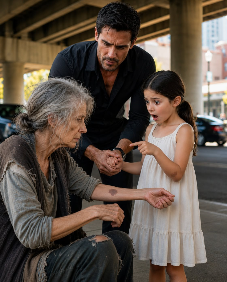 Everyone walked past the old homeless woman as if she were invisible… until my daughter grabbed my hand and whispered, "Dad... look at her wrist. She has the same birthmark as you." In a single heartbeat, the sounds of New York City disappeared, and a memory I'd buried for more than thirty years came crashing back to life.