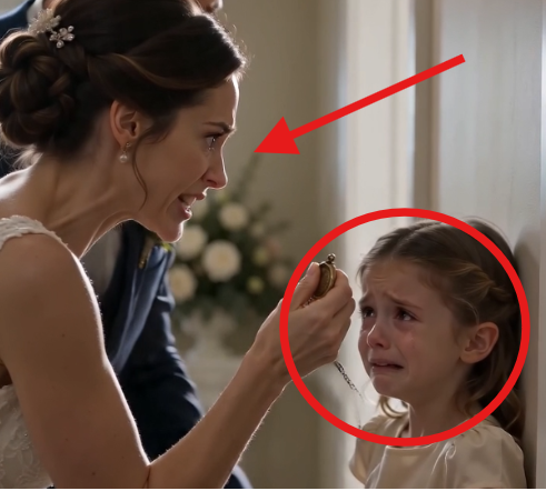The bride was already pulling the gold locket from the little girl’s neck when the groom ran in.