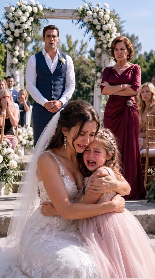 ‘She doesn’t belong here!’ a guest shouted as my little stepdaughter burst into tears in the middle of our wedding aisle. I wrapped my arms around her, waiting for the man who had promised to protect us