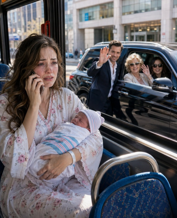 Five days after my C-section, my husband handed me bus fare, drove away in the luxury SUV my father had given us, and took his mother to an expensive lunch instead of taking me and our newborn home. I didn't argue or cry. I looked down at the crumpled bills in my hand, kissed my son's forehead, and called the one person my husband had spent two years underestimating.