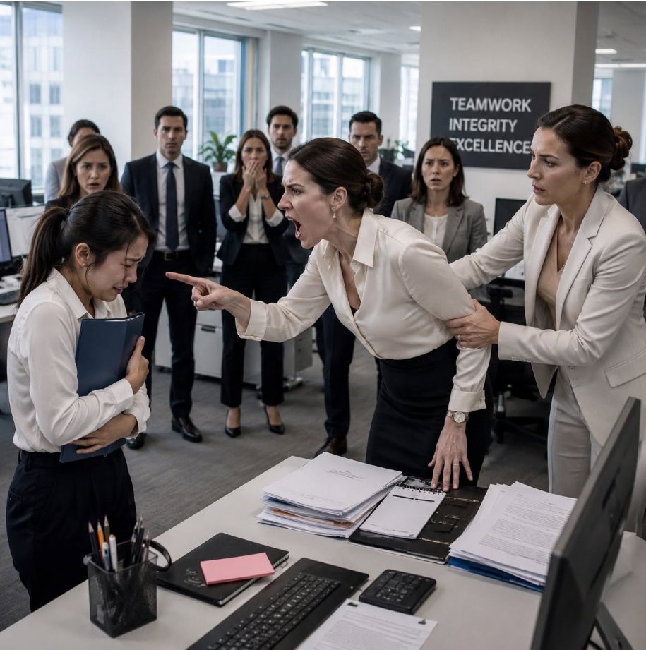 Visiting my husband’s office, I caught his assistant bullying a worker. I went to step in, but a colleague pulled me back. “She’s the chairman’s wife. Don’t cross her!” I smiled at the fake wife, ready to expose her secret....