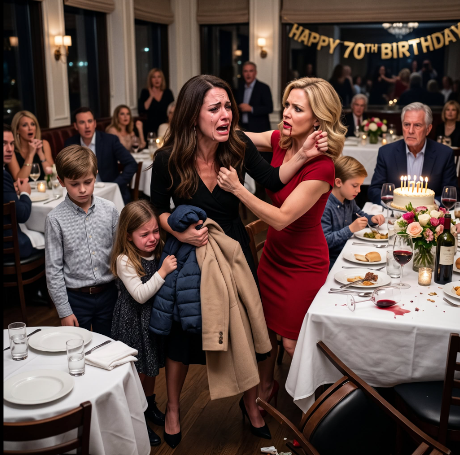 My children were given empty plates at my father’s 70th birthday dinner while my sister’s kids ate at the main table. Then my sister smiled and said, “They can eat when the guests are done.” My father agreed—but they never expected what I said next…