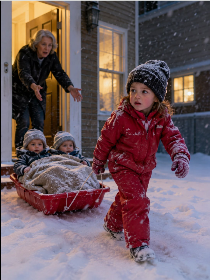 During a Minnesota blizzard, my five-year-old daughter pulled her twin baby brothers across the yard in a red plastic sled after our carbon-monoxide alarm began screaming. My mother-in-law posted the rescue video and told everyone I had slept through the danger. Then our neighbor played the full recording—and my voice could be heard giving Lucy the instructions that saved all three children.