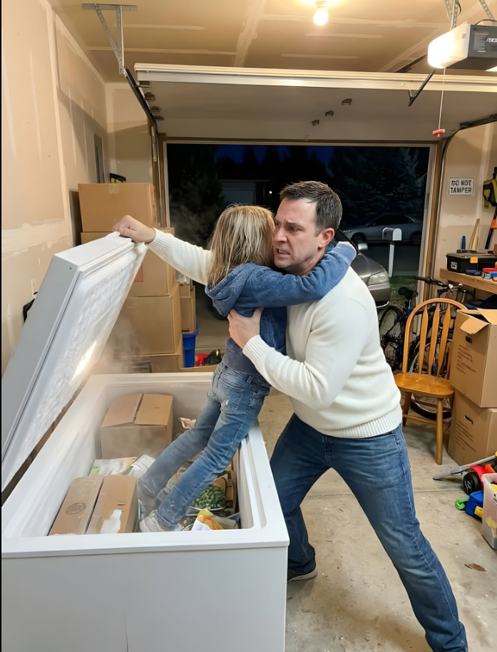 Three weeks after our divorce, I returned to pick up a few forgotten boxes. Then I heard my daughter crying for help from the garage. She was trapped inside a freezer. What she whispered after I pulled her out changed everything I believed about the family I'd once trusted...