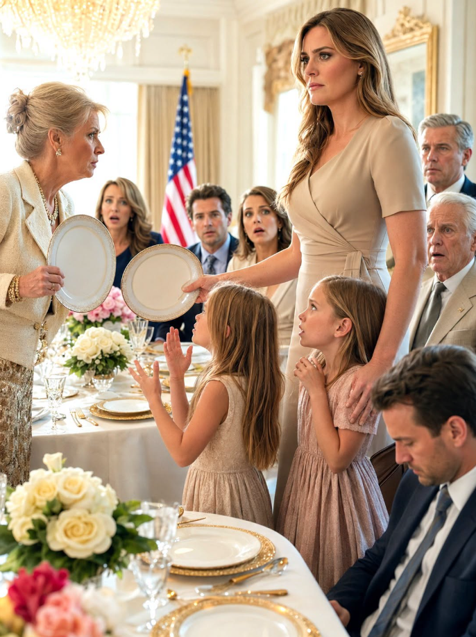 My Mother-in-Law Took My Daughters’ Plates and Said Only Mothers of Sons Belonged—She Forgot the House Was Mine.... The sound of porcelain scraping against the dining table was not loud, but it silenced the entire room.