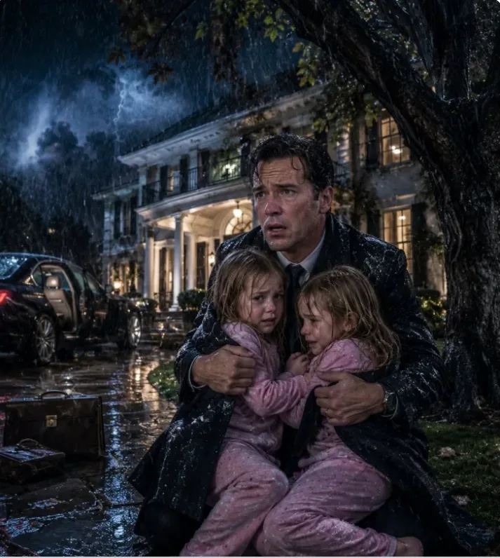Michael opened the car door. Cold rain instantly whipped against his face, soaking through his charcoal suit jacket before he even stood up.