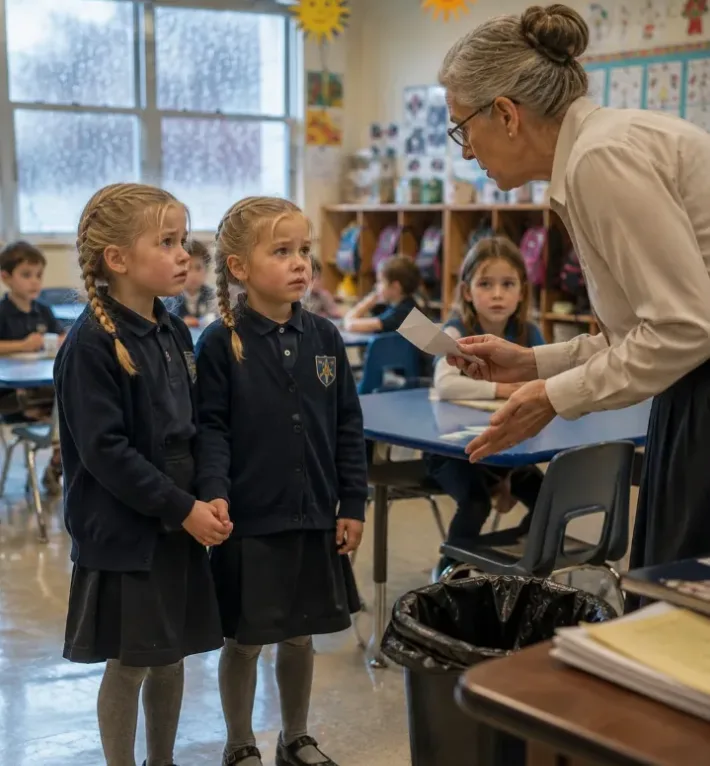 The rain outside the kindergarten window didn't arrive with a dramatic roar; it fell in thin, gray sheets that blurred the brick facade of Pine Hill Elementary and turned the playground gravel into a wet soup of mud and fallen leaves.