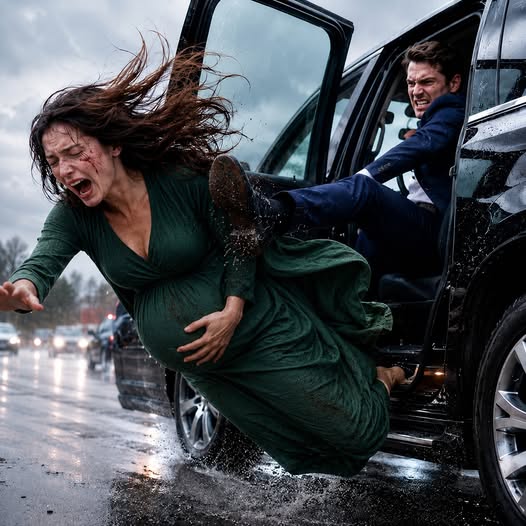 At eight months pregnant, my husband kicked me out of the brand-new car and left me trembling beside the highway. “You’re bad luck,” he sneered. “I won’t let you ruin this car—or my life.” I said nothing as he drove away, unaware the vehicle had been purchased entirely with my inheritance. By midnight, I had called the dealership, my lawyer, and one person who could make him regret ever touching me…