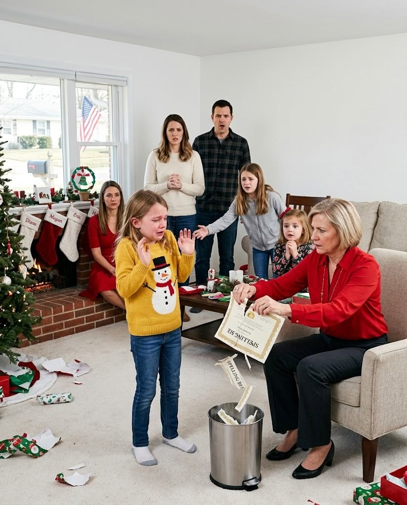 At Christmas, my mother-in-law tore my eight-year-old's spelling bee certificate apart. "Keep paying me, or I'll make sure your girls are never welcome here again," she said. I kept my hands folded until my older daughter stood up — then my husband canceled payments.