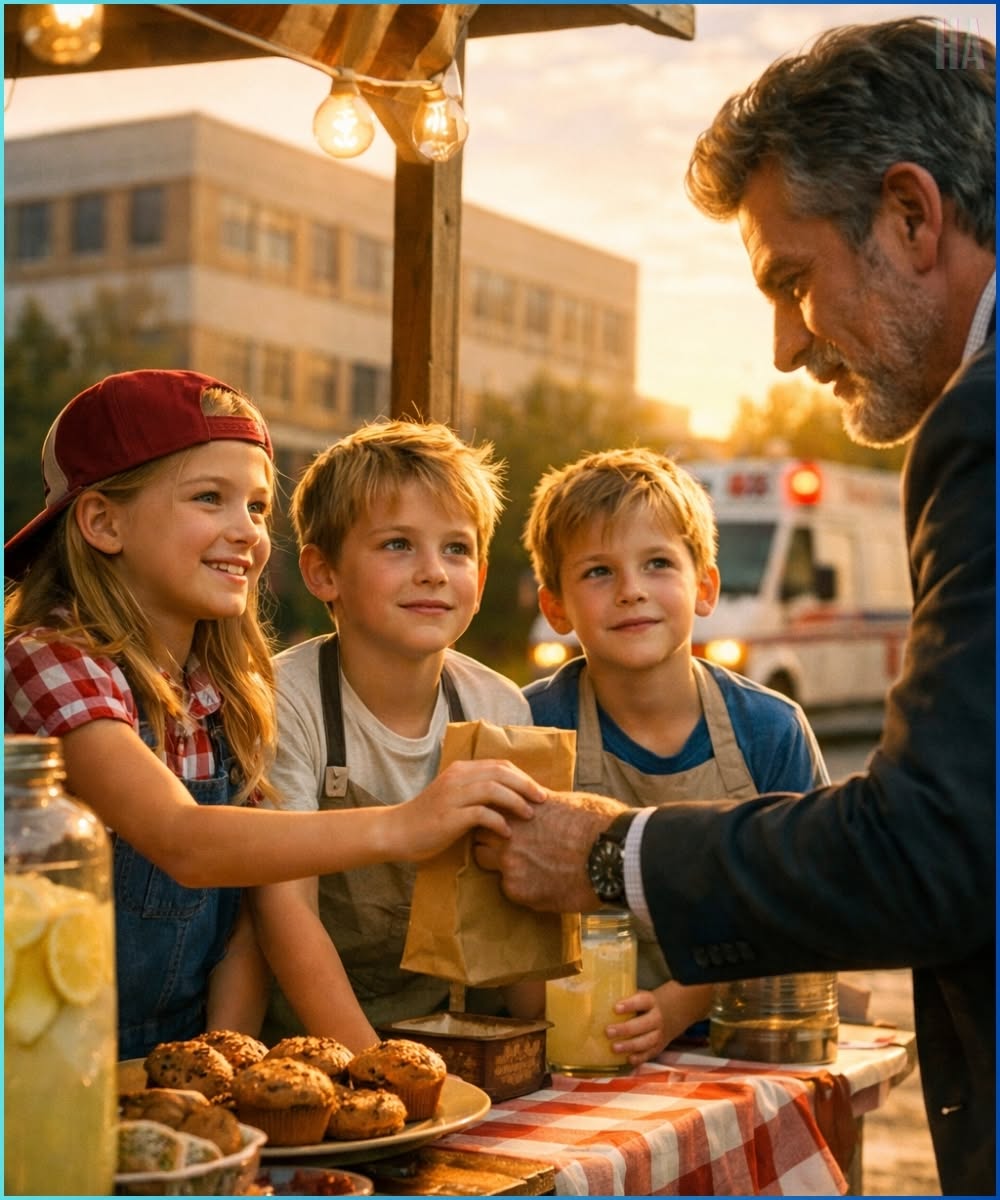 They Sold Homemade Cake to Save Their Dying Mom. The Billionaire Who Bought Everything Turned Pale When He Realized the Triplets Were His
