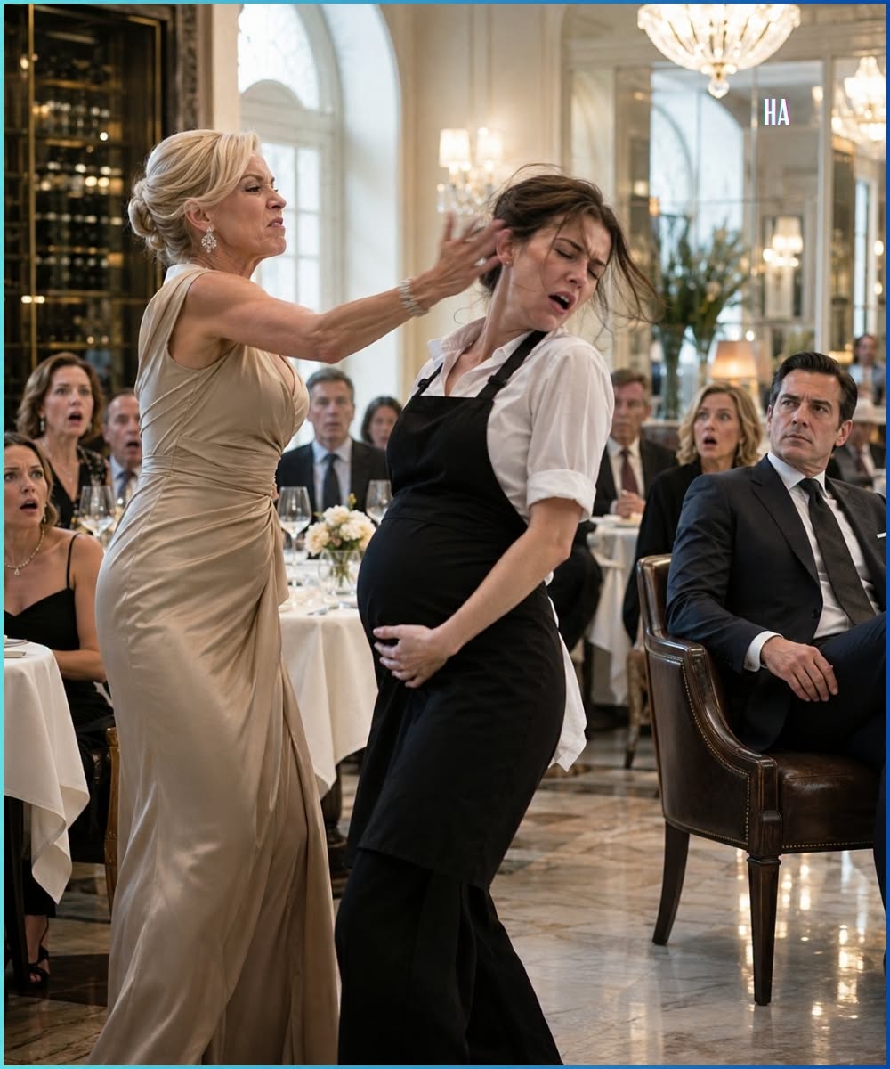 The arrogant woman slapped a pregnant waitress before realizing the quiet man in the corner owned her family’s last hope