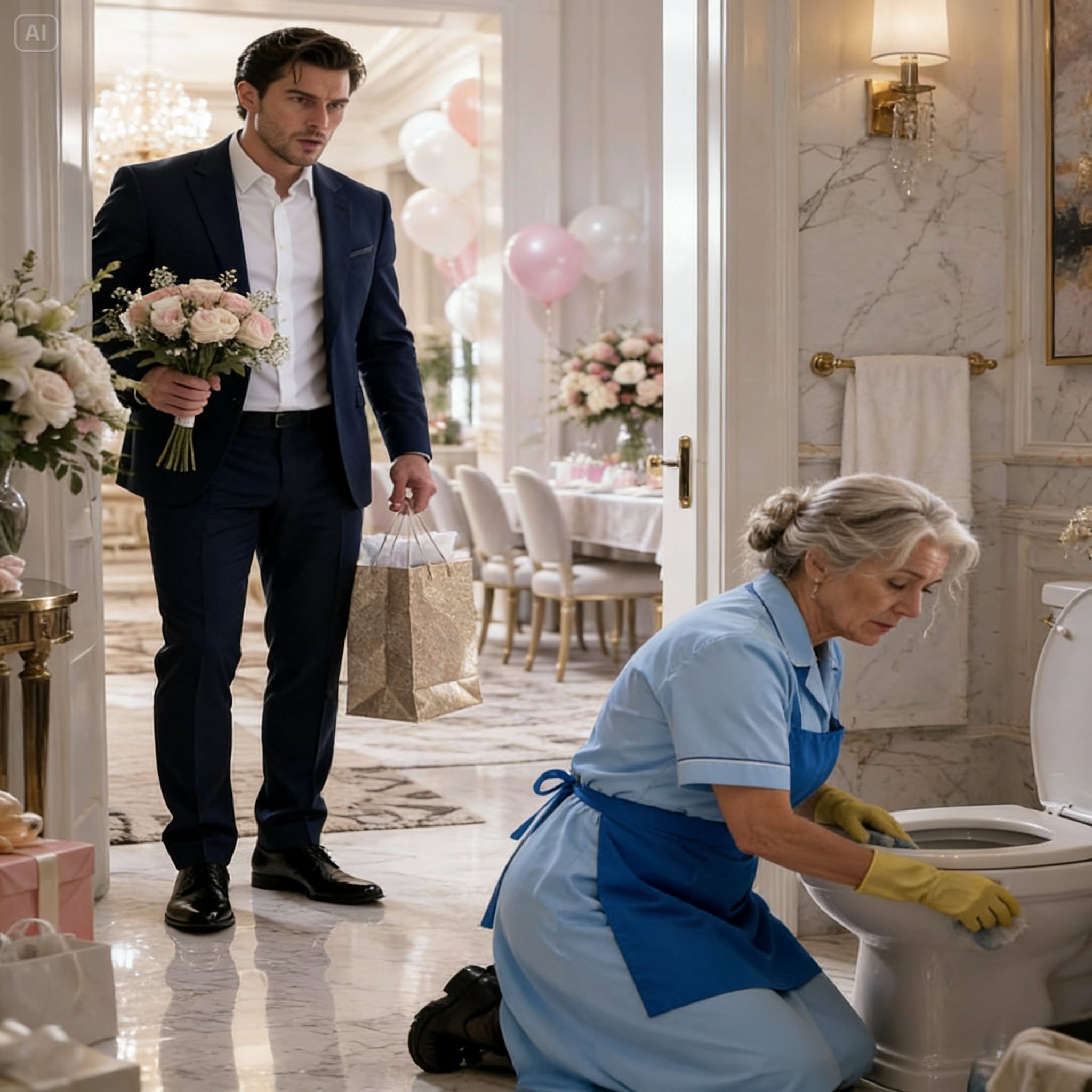 Mafia Boss Comes Home Early for Fiancée’s Birthday… Finds His Mother Cleaning Toilets - Then Shocked