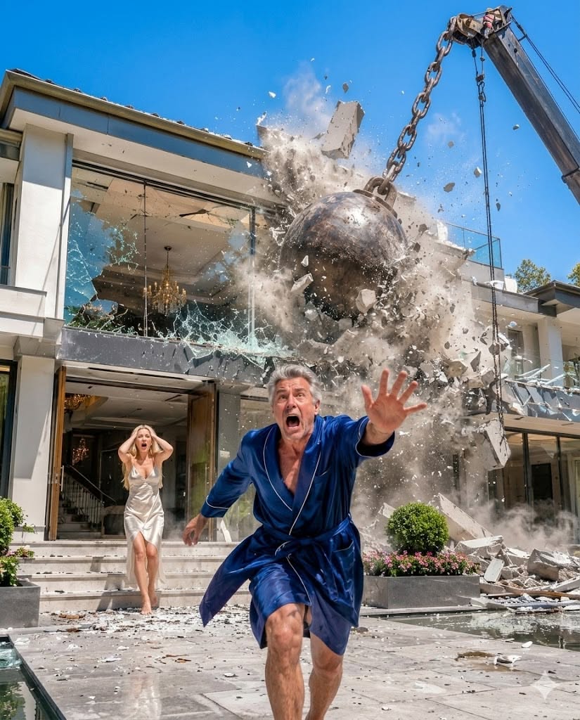 He Evicted His Wife To Move The Mistress Into Their Mansion—Next Morning, A Wrecking Ball Destroyed