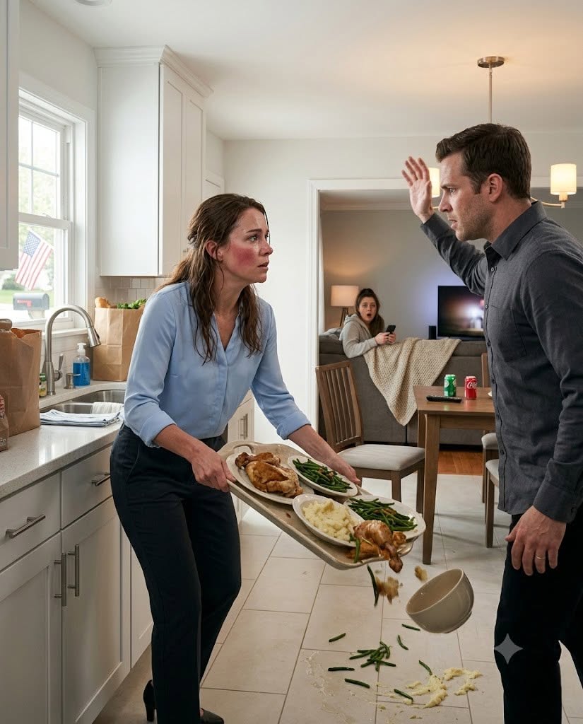Just two days after our wedding, I refused to serve dinner to my sister-in-law while she sat glued to the TV. My husband exploded, screamed at me, and slapped me across the face. Without hesitation, I shoved the food away, and that moment changed everything.