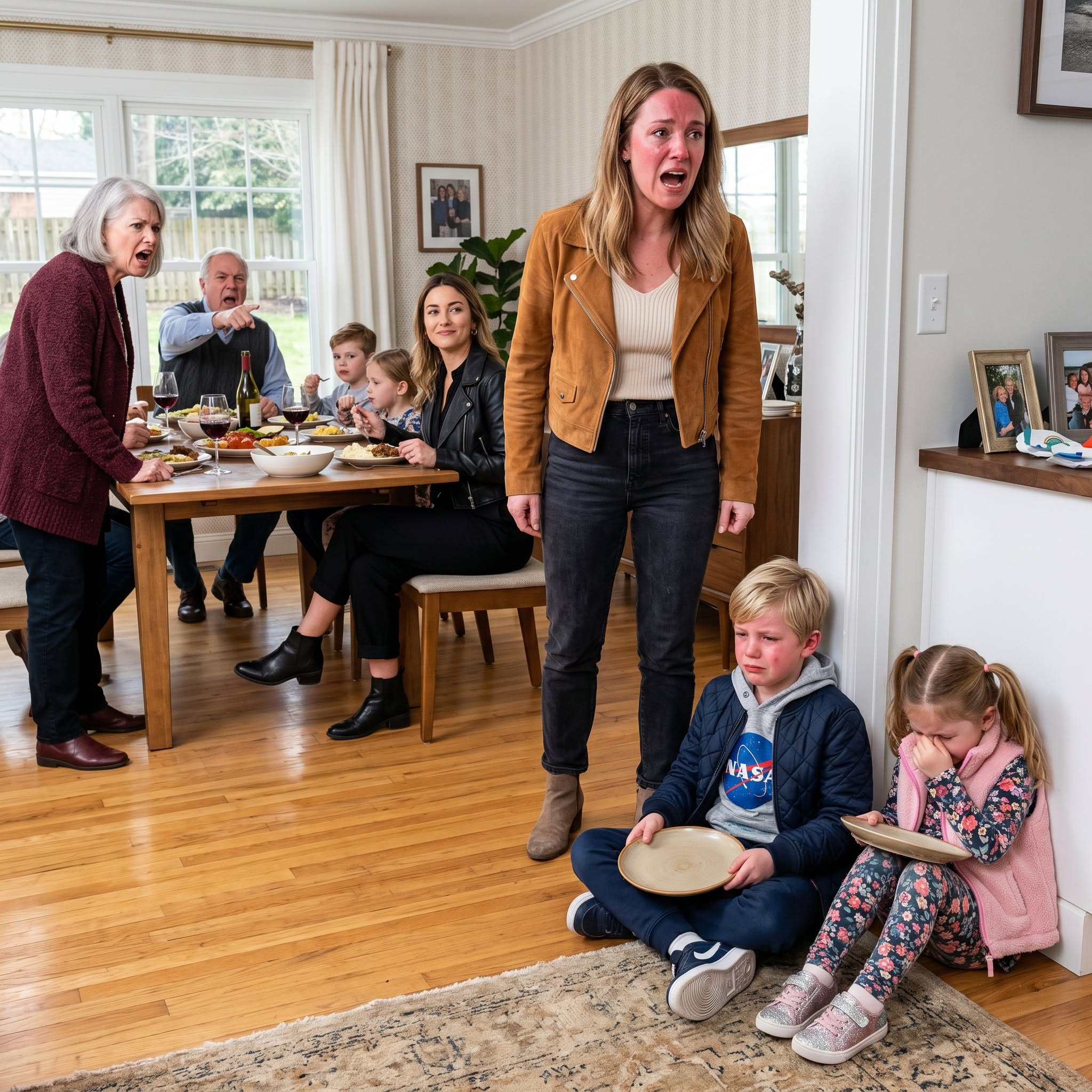 When I arrived at my parents’ house, my children were sitting in the corner with empty plates while my sister’s kids ate first. My sister told them they were born to live off leftovers, and my father said they needed to learn their place. I grabbed my kids and left. Minutes later, they were screaming in despair.