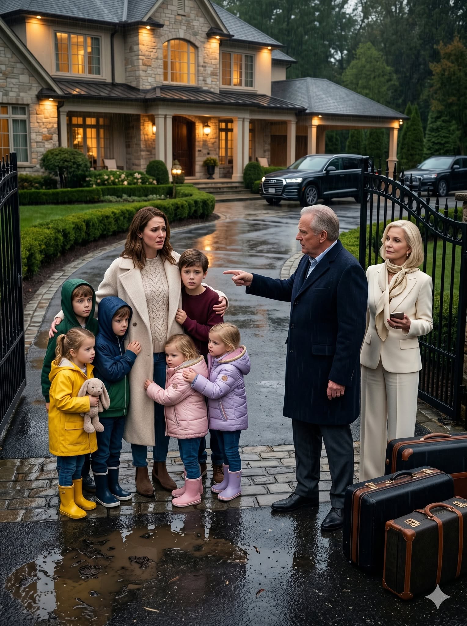 Take Your Six Kids And Leave—This House Belongs To Real Family,’ My Father-In-Law Said As He Forced Us Out Into The Rain — But I Pulled My Baby Closer And Quietly Said, “Then Maybe You Should Read Whose Name Is Actually On The Deed…” — And Suddenly Nobody In The House Could Speak