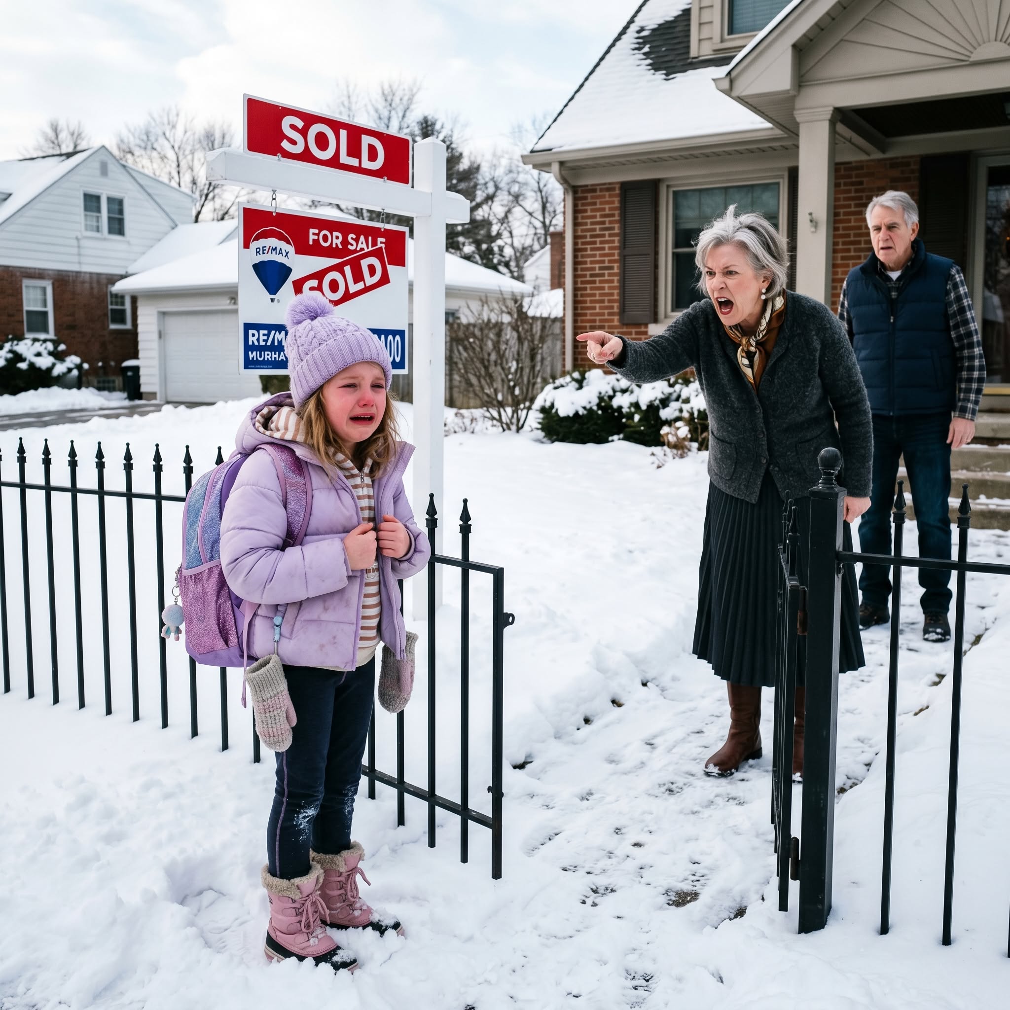 My 7-year-old came home to a huge sold sign, and my mother told her she was homeless and should wait at the gate. She stood there for four hours in the snow. When I found out, I only said, “Ok.” Sixteen hours later, my parents got a call and started screaming.