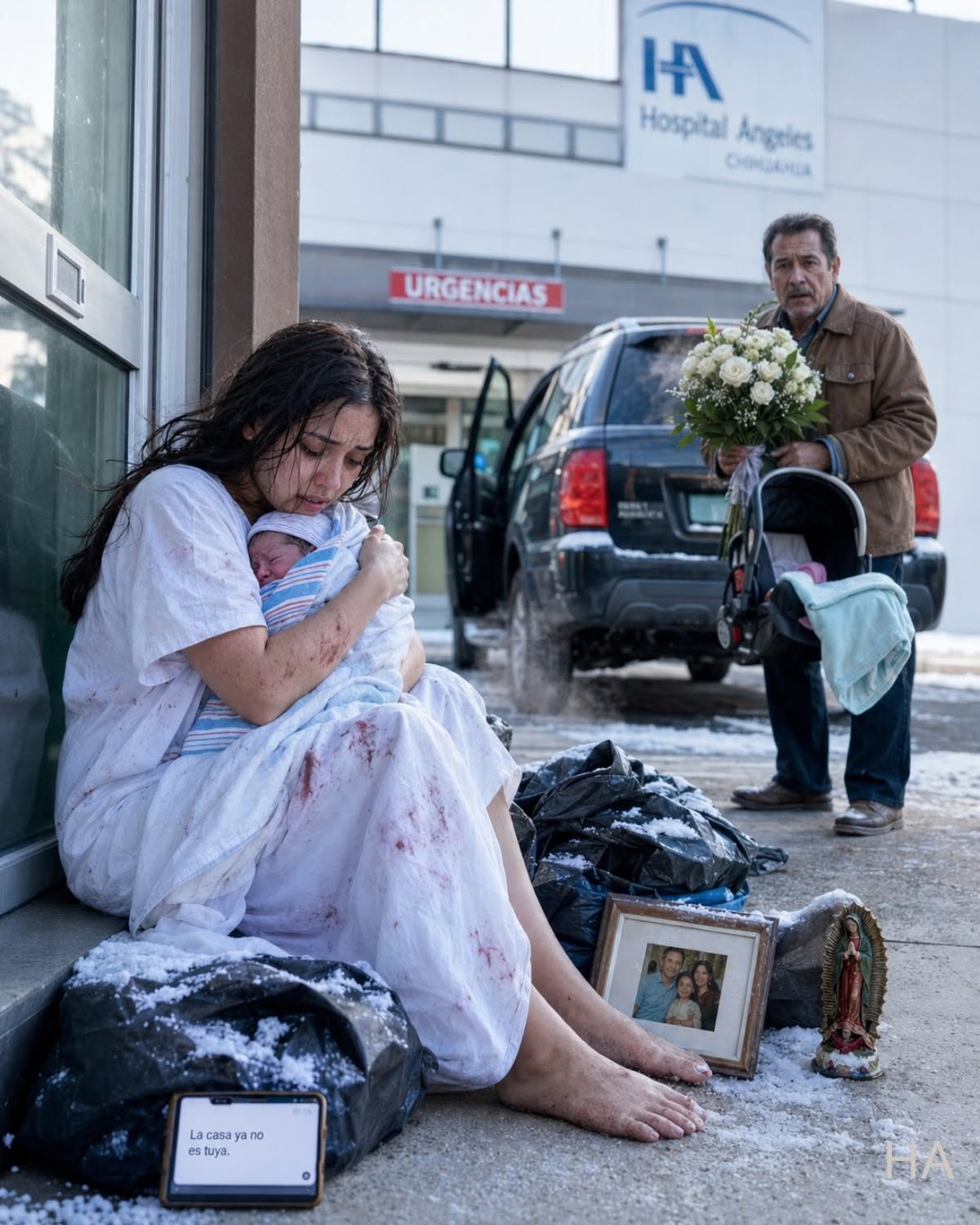 I Found My Niece Barefoot Outside the Hospital With Her Newborn… Then She Showed Me the Text From Her Husband