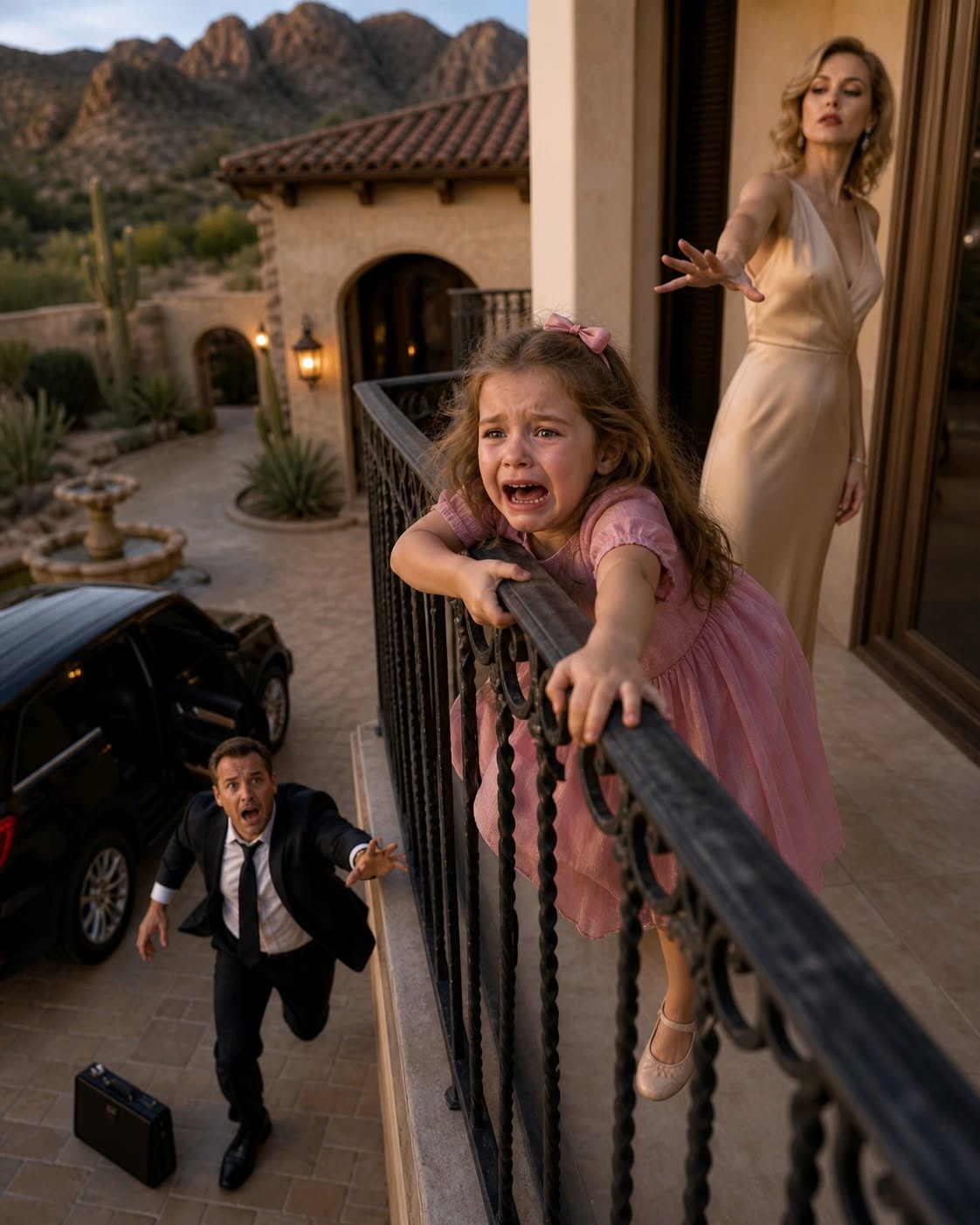 THE MILLIONAIRE CAME HOME EARLY… AND SAW HIS STEPMOTHER TRYING TO THROW HIS LITTLE GIRL OFF THE BALCONY — BUT HIS ICE-COLD REACTION SHOCKED EVERYONE