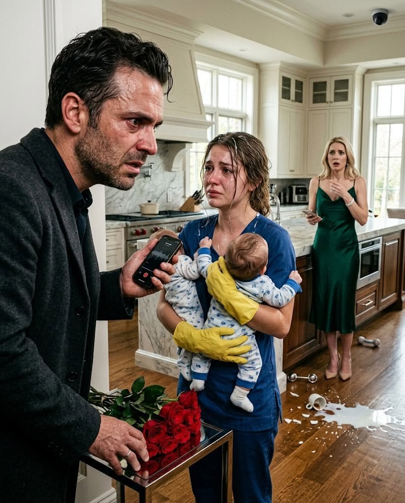 My millionaire fiancé canceled his $18,000 secret trip at 6:42 a.m. and came home with 24 roses — but the nursery camera had already recorded what his fiancée whispered over his 8-month-old twins: “Your father pays me. You two just make noise.”