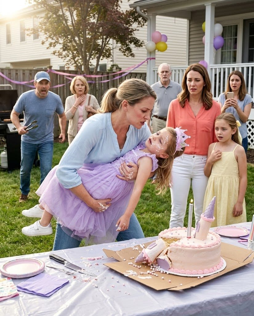 At My Daughter's Birthday Party, My Sister And My Niece Wanted To Play A Dirty Prank On Her. My Sister Said: "Let Me Prepare The Big Cake For My Precious Niece." I Didn't Have A Slight Idea. She Put A Steel Candle Inside The Cake, While Everyone Agreed. On The Day My Daughter, As Soon As She Blew The Candles, My Niece Shoved Her Head Into The Cake While The Lit Candle Went Into Her Eye. As I Pushed Everyone Out Of My Way, My Daughter Wasn't Moving While Everyone Stood There Laughing. My Sister Smirked: "Come Get Up Now, Stop Creating Drama." My Parents Said: "Okay, It's Enough, Wrap It Up - We Want To Go Home."
