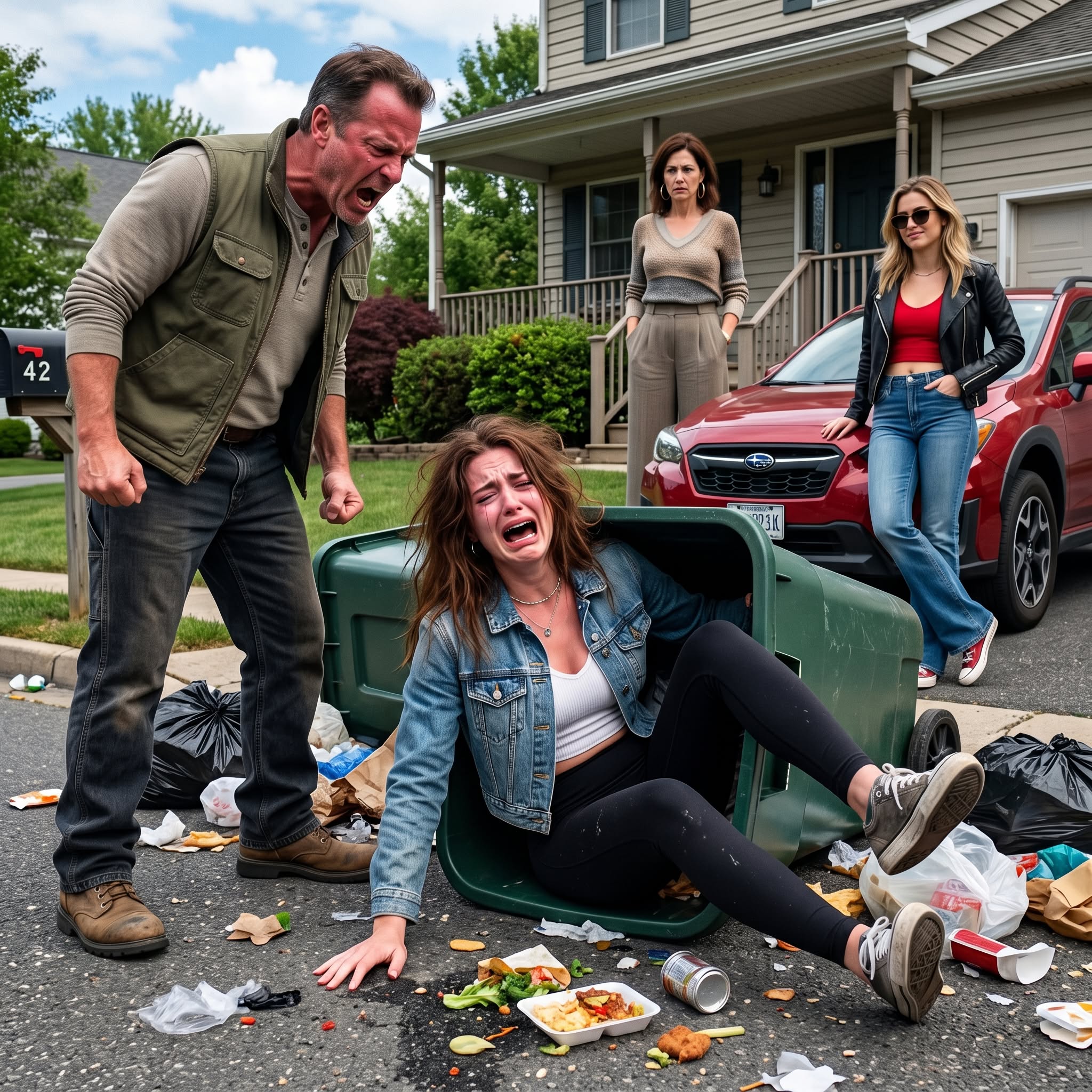 My Dad Dragged Me Across the Driveway by My Hair for Blocking My Sister’s Car, Then Kicked Me Into the Trash Can and Laughed, “Useless Things Belong in the Dump,” While Mom Said I Had No Future. They Had No Idea What I Would Do Next.