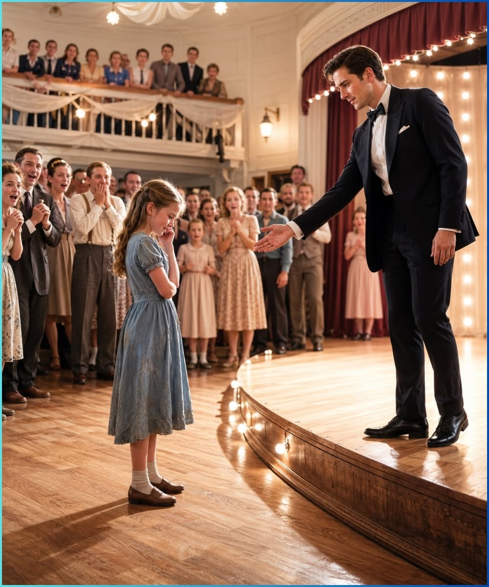"NOBODY WANTED TO DANCE WITH THE LITTLE GIRL IN THE FADED BLUE DRESS—UNTIL THE QUIET MILLIONAIRE WALKED ONSTAGE AND STUNNED THE WHOLE TOWN