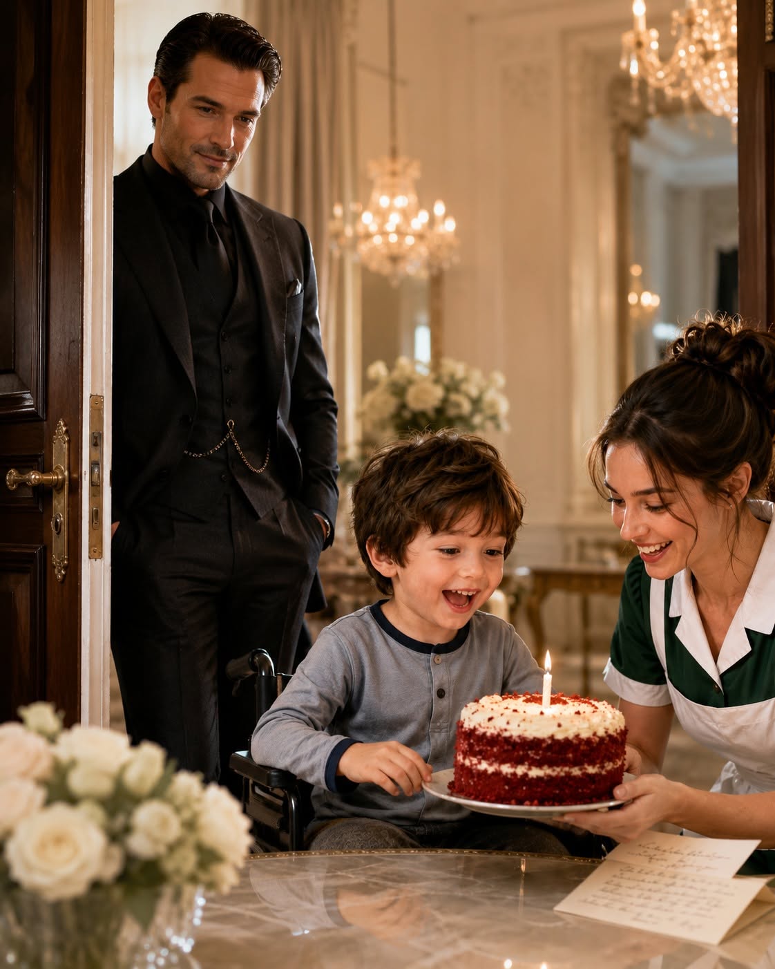 The doctor gave my son fourteen days to live, and by the time I left the hospital, I was already trying to buy miracles with money. Then a quiet maid baked him a red velvet cake using my dead wife's recipe, handed him a letter that shouldn't have existed, and for the first time in months, my dying son looked like he wanted to live.