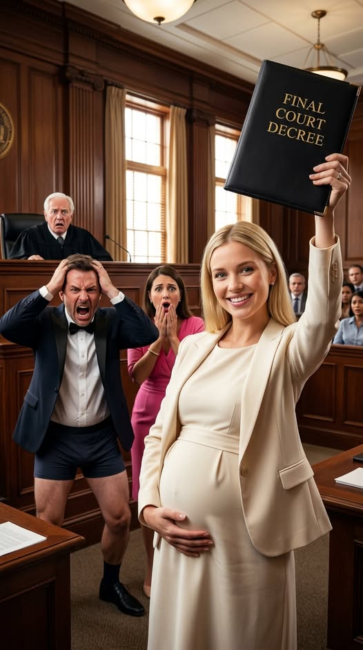 8 months pregnant, I sat alone in divorce court. My billionaire husband leaned in and whispered, "That truck that ran you off the road last month wasn't an accident. Fight me for the house, and the next driver won't miss." My blood turned to ice. His mistress smirked, shoved me to the floor, and violently ripped my folder from my hands. But instead of medical bills, heavily redacted documents spilled directly to the judge's feet. The judge saw the seal, and went ghost-white...