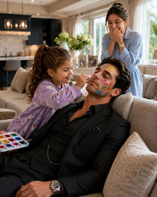 "The billionaire pretended to be asleep to test his maid’s little girl—but when I opened my eyes, my face was covered in paint, and my heart was the thing that broke. I thought I was about to expose someone, the way money had taught me to do. Instead, a three-year-old girl looked at me with a brush in her hand and revealed a truth I had spent years hiding from everyone, including myself.