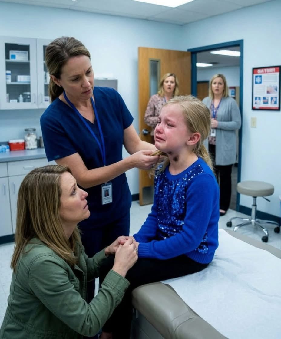 The School Nurse Looked Annoyed When My Daughter Wouldn’t Eat Because “It Hurt To Swallow”—Then She Noticed The Darkened Line Under Her Chin.