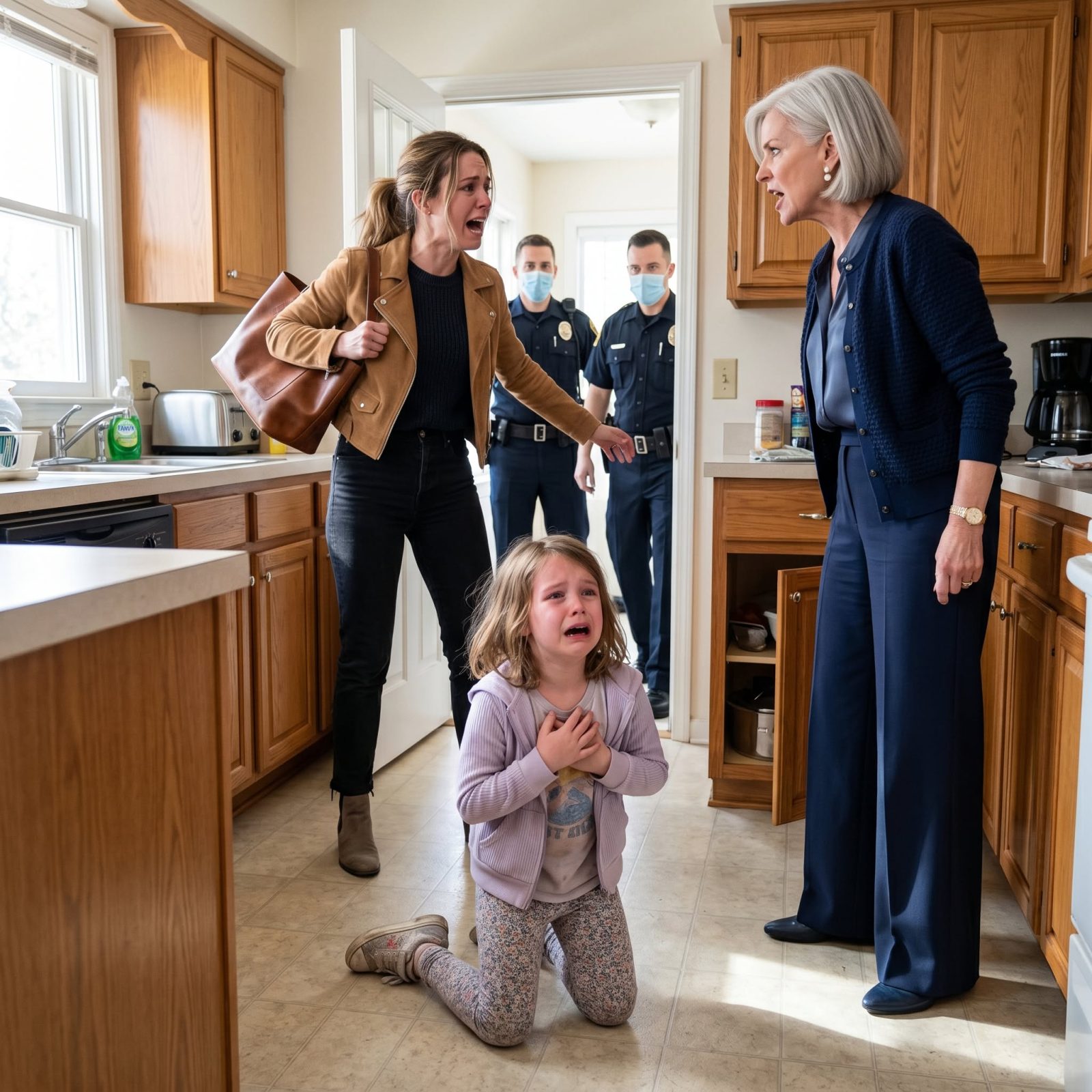 My 7-year-old daughter called me gasping for air after my mother-in-law took away her asthma pump as “discipline.” When she said my child could breathe after learning respect, I called 911 and rushed home with the police.