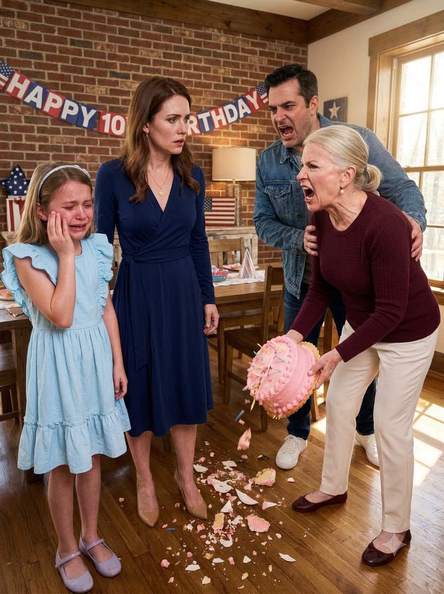 My mother-in-law went too far with my daughter and smashed her birthday cake onto the floor.