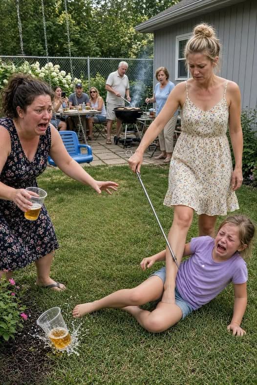 My sister injured my 9-year-old daughter's leg with a steel roasting skewer during a family barbecue