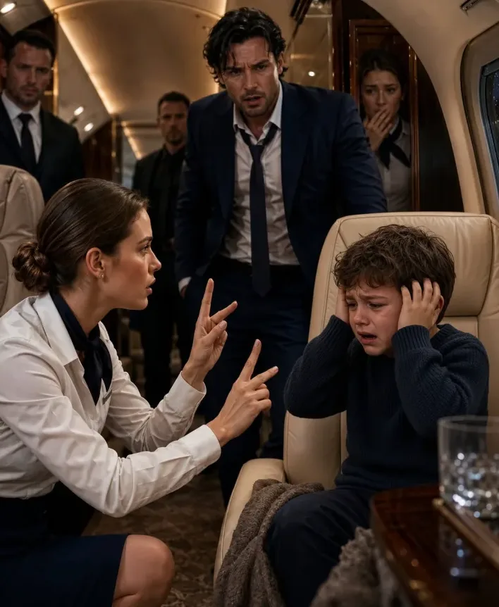The little boy screamed so hard the private jet stopped feeling luxurious.