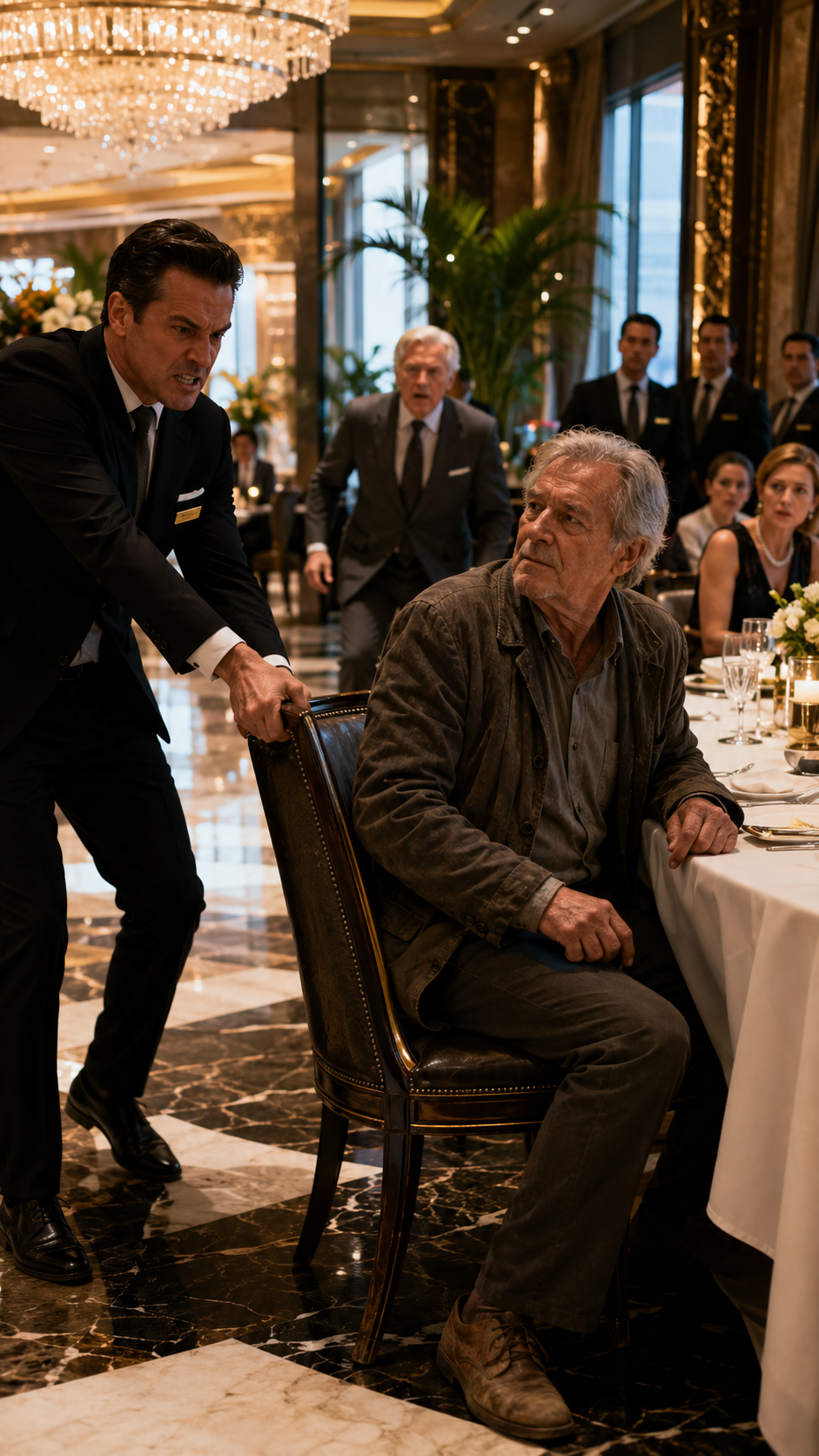 “They dragged the old man away from the VIP table.”