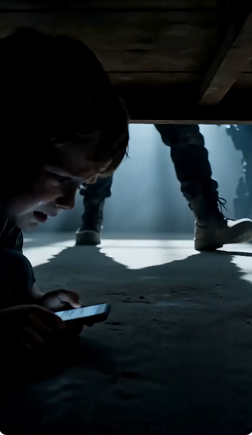 “The little boy hid under the table and called his gangster father… while the kidnappers searched the room.”