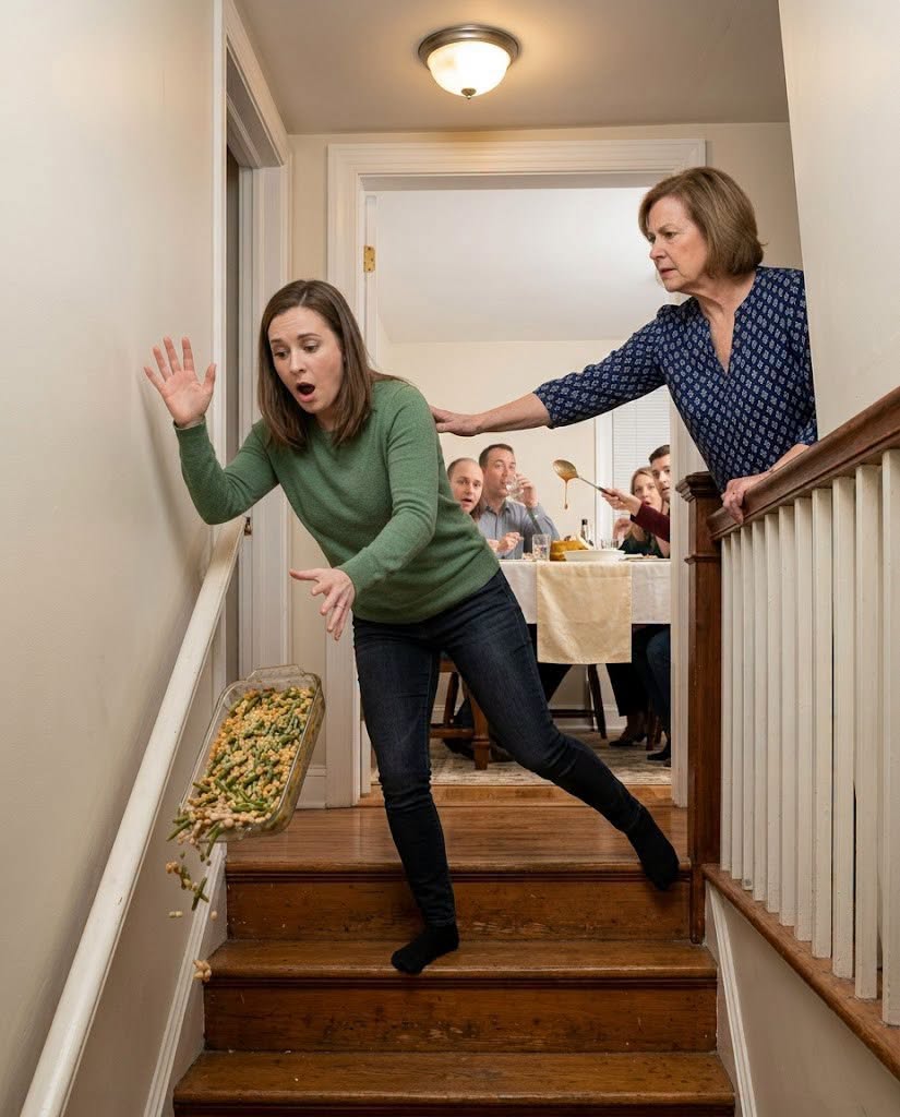 My mother-in-law pushed me down the stairs and my husband begged me to call it an accident—until the doctor saw my X-rays