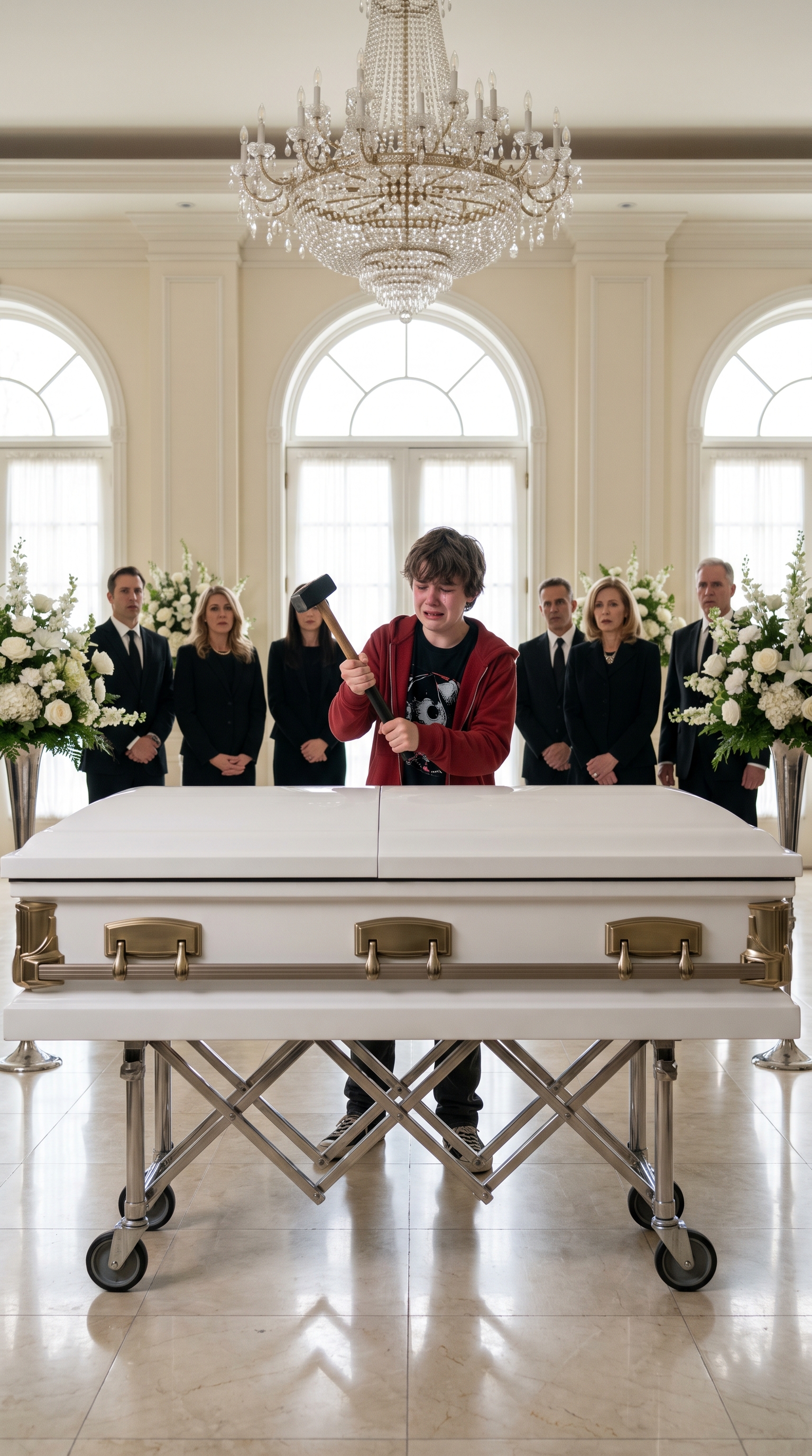 THE BILLIONAIRE WIDOWER POINTED A GUN AT A POOR BOY WHO BROKE OPEN THE COFFIN—THEN THE DEAD WOMAN INSIDE OPENED HER EYES